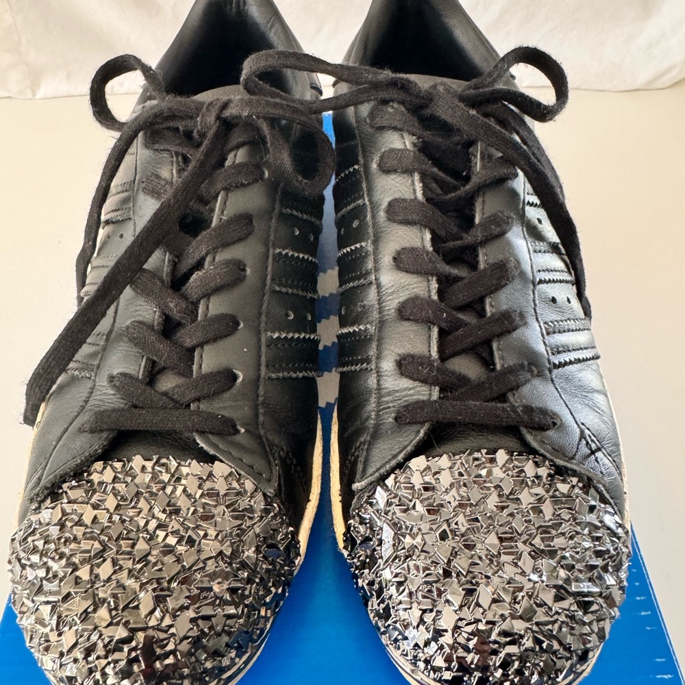 adidas Superstar 80s Black with Metal Clusters on Toe Sneakers